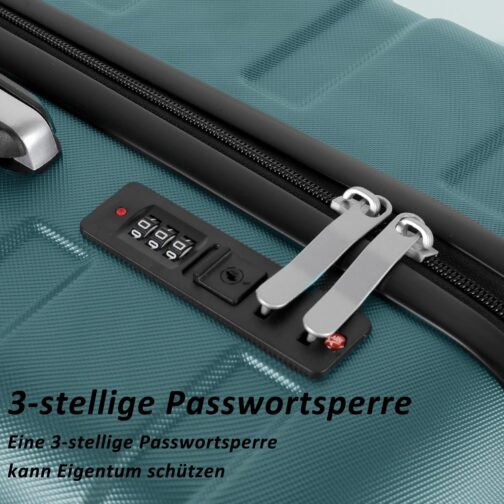 TANTOMI Large Suitcase, Travel Suitcase, Hard Case, Suitcase & Trolley, Hand Luggage with Password Lock, Hard Shell Suitcase with 4 Wheels, Light Dark Green, M (20 inches) – Bild 6