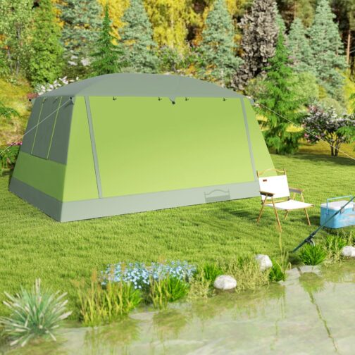Outsunny Camping Tent for 4-8 People Lightweight, Stable Waterproof Tunnel Tent with Canopy, Window, Hooks, Side Pocket, Family Tent with 2000 mm Hydrostatic Head Tent for Camping, Travel, Trekking – Bild 9