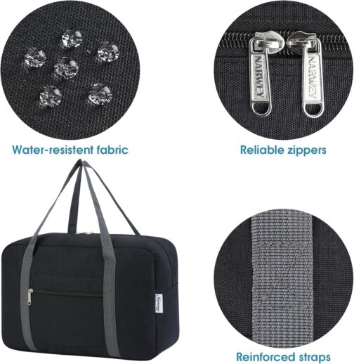 Ryanair Hand Luggage, 40 x 20 x 25 cm, Hand Luggage for Aeroplane, Foldable Travel Bag for Women, Weekender Bag, 20 L, A-Black, (20L) UK, Black – Bild 5