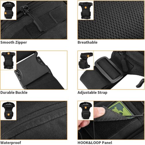 Huntvp Tactical Leg Bag, Military Leg Bag, Molle Waist Bag, Sport Tactical Leg Bag, Army Leg Pockets Waterproof Belt Bag, Tool Bag for Leg Men, Women, Motorcycle, Hiking, Outdoor – Bild 7