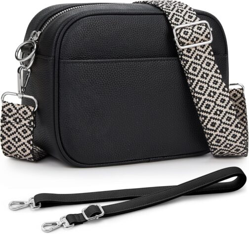 KALIDI Women's Shoulder Bag, Stylish Vegan Leather Wide Strap Crossbody Shoulder Bag with 2 Adjustable Straps for Daily Working, Shopping, Dating, Travel