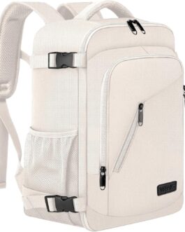 Hand Luggage Backpack Small Travel Backpack for Airplane Under Seat Bag Laptop Backpack with USB Charging Port for Men Women School Backpack Boys Teenagers, beige, Backpack