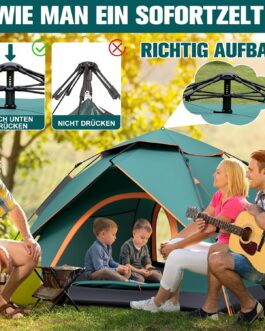 Newfulam Camping Tent 3-4 People, 60S Car Pop Up Tent, Waterproof Dome Tents, Pop Up Tent, Quick Assembly with 2 Mesh Doors, UV, Windproof for Camping, Outdoor, Trekking
