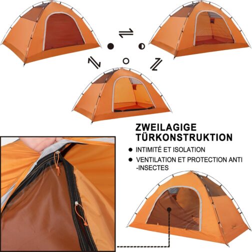 Clostnature 2/4 Person Tent for Camping - Waterproof Outdoor Tent Lightweight Dome Tent, Compact Tent with Small Pack Size for Family, Beach, Festival, Group – Bild 3