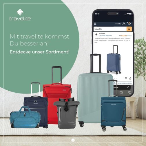 Travelite Hand Luggage Suitcase with 4 Wheels, Anthracite (grey), On-board trolley with 4 wheels – Bild 7