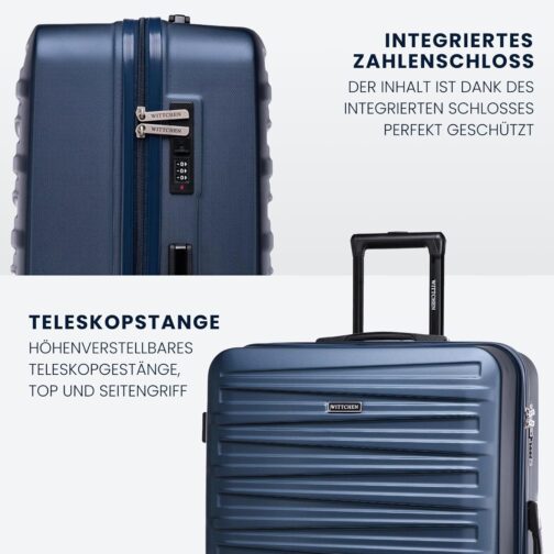 WITTCHEN Skyspeed Line ABS Hard Shell Suitcase Travel Suitcase Trolley Combination Lock Telescopic Handle 4 Wheels, navy – Bild 4
