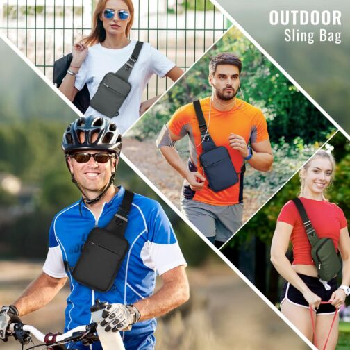 Tibroni Sling Bag Shoulder Bag Chest Bag Shoulder Bag Men Women with RFID Blocking, Shoulder Bag, Chest Crossbody Bag, Men's Bags, Small, Travel Body Bag, Mobile Phone, Belly Sports, Hiking, Left – Bild 5