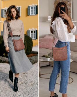 BOSTANTEN Women’s Small Polyurethane (PU) Leather Handbag, Cross-Body/Shoulder Bag, with Adjustable, Coloured Strap