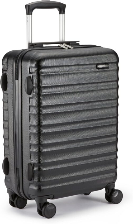 Amazon Basics Hard Shell Trolley - 55cm Cabin Size, black, 55 x 40 x 20 cm, Carry-on Size