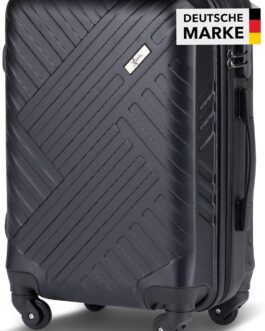 Xonic Design Travel Suitcase – ABS Hard Shell Suitcase with 360° Smooth-Running Wheels – High-Quality Trolley with Combination Lock in M-L-XL or Set, deep black, Hard shell