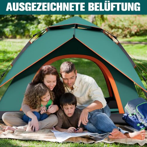 Newfulam Camping Tent 3-4 People, 60S Car Pop Up Tent, Waterproof Dome Tents, Pop Up Tent, Quick Assembly with 2 Mesh Doors, UV, Windproof for Camping, Outdoor, Trekking – Bild 7