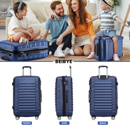 Beibye Twin-Wheeled Travel Suitcase, Hard Shell Trolley Suitcase, M/L/XL Set, dark blue – Bild 2