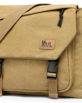 ibalulu Men’s Shoulder Bag, Robust Canvas Messenger Bag with Multiple Pockets and Adjustable Strap, Vintage Crossbody Bag, Hobo Work Bag, Unisex Shoulder Bag for Work, Travel, Everyday Use, khaki