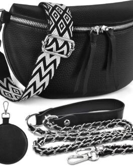 BROTOU Leather Mobile Phone Shoulder Bag, Genuine Crossbody Bag with 2 Wide Shoulder Straps, Card Holder, with Small Leather Case, Black Shoulder Bag, Women’s Leather Shoulder Bag, Women’s Small