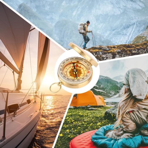 PBUSPU Outdoor Compass Hiking Portable with Luminous Numerals, Waterproof Compass Golden for Camping, Hiking, Hunting and Outdoor Activities – Bild 7