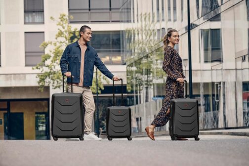 WENGER Prymo 4 Wheel Hard Shell Suitcase Trolley Carry On Luggage Security Lock Women Men Travel Holiday, black, Hardside Expandable Luggage with Wheels – Bild 6