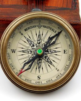 KHUMYAYAD Antique Brass Pocket Compass Handcrafted Full Functional with Leather Case