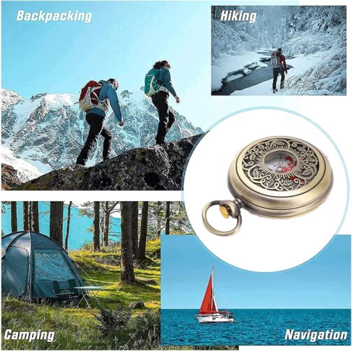 Hiking Compass, Durable, Shockproof, Waterproof, Hollow Camping Survival Tool Made of Brass for Outdoor Navigation – Bild 4