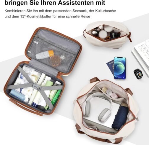 Joyway Suitcase Travel Suitcase from ABS Hard Shell Expandable Trolley Suitcase Set, white/brown – Bild 6