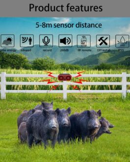 Solar Outdoor Motion Sensor Siren – Personalised Recording Siren and Flash Light, 130 dB x 2 Speakers, Built-in 13 Sound Modes Dog Barking and Shots, Suitable for Yard, Farm
