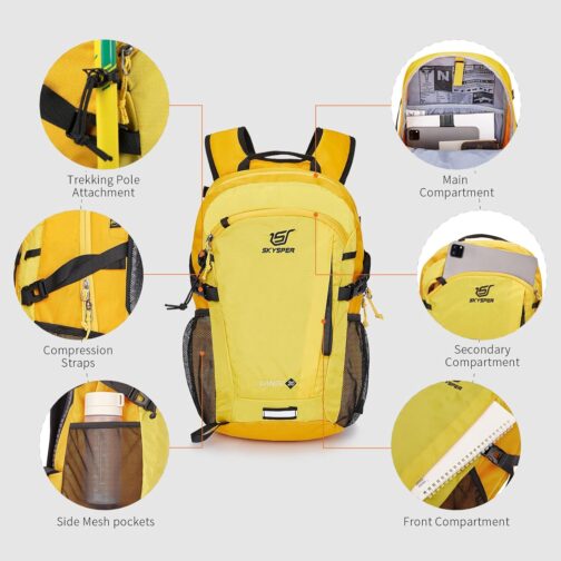 SKYSPER Lightweight Hiking Backpack Small Backpack with Back Ventilation Trekking Backpack Made of Breathable 3D Air Mesh Polyester Camping Outdoor Hiking Backpack – Bild 5