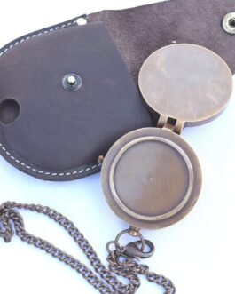 NEOVIVID Engraved Compass Brass Leather Bag Pirate Compass Gift Compass Camping Compass Needle Lift