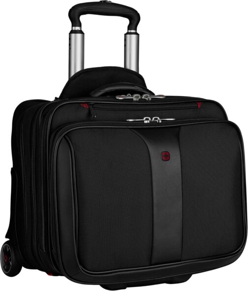Wenger 600662 PATRIOT 17" 2-Piece Business Wheeled Laptop Briefcase , Padded laptop compartment with Matching 15.4" Laptop Case in Black {38 Litres}