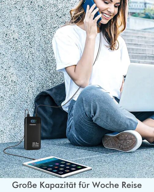 Power Bank 27,000mAh 22,5W Externer Handyakku PD20W Schnell Aufladende Powerbank USB C mit LCD Display Tragbares Ladegerät für Smartphone Tablets – Bild 4