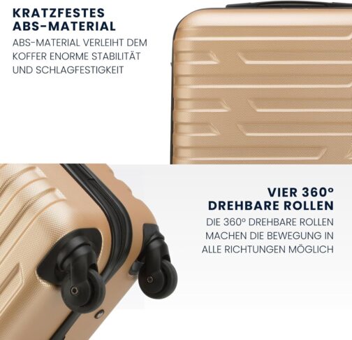 Wittchen Sturdy Suitcase, Trolley, Hand Luggage, Cabin Case. Dimensions: 54 x 39 x 23 cm. Capacity: 38 L. Weight: 2.8 kg. ABS, gold – Bild 5