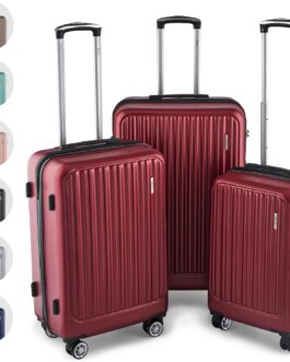 Easy Move ABS Hard Case – Ergonomic & Safe – Trolley Suitcase with 360° Wheels, Number Lock – Trolley Suitcase, Travel Suitcase, weinrot, Hard shell with 360° double wheels