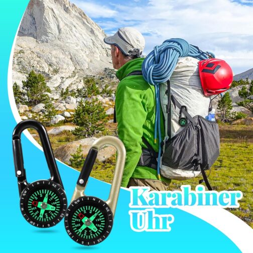 Compass with Carabiner Hook, Pack of 2 Compass Carabiner Mini Compass Outdoor Compass Keyring Pocket Compass Children Nautical Compass Keyring Carabiner for Camping, Hiking, Travel – Bild 4