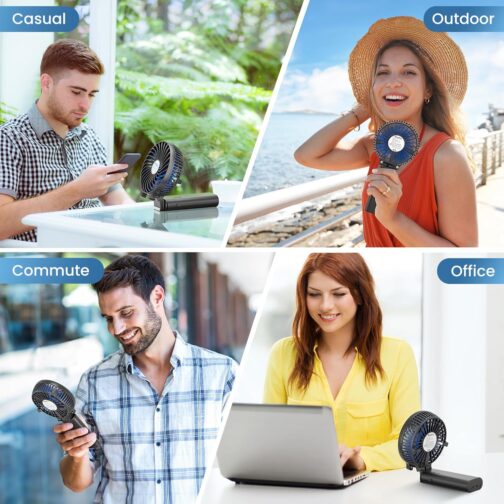HandFan Portable Hand Fan, Folding Desktop USB Battery Fan with 5200mAh Power Bank Function, Mini Electric Personal Fan for Office/Home/Outdoor/Camping/Stroller – Bild 6