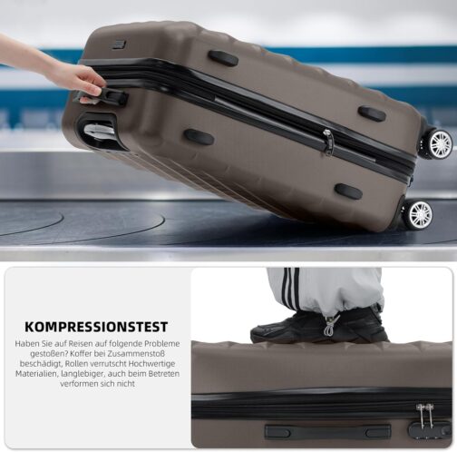 BEIBYE Trolley Suitcase, Travel Suitcase Set, Luggage Set, Suitcase Set, 4 Twin Wheels, Hard Case, coffee – Bild 6