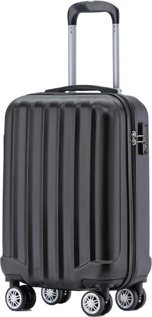 Beibye TSA-Lock 2080 Cabin Luggage, Twin Roller Travel Case, Luggage Trolley Case Set, XL / L / M Board Case, black