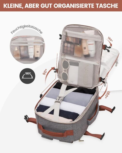 LOVEVOOK Ryanair Hand Luggage 40 x 20 x 25 cm, Small Hand Luggage Backpack Bag Travel Backpack Airplane Carry On Hand Luggage Travel Backpack for 14 Inch Laptop Women Men Cabin Bag Eurowings Wizz – Bild 3