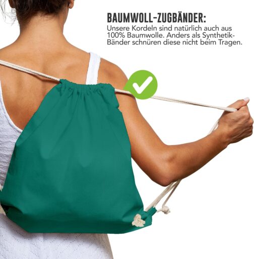 ELES VIDA Cotton Gym Bag, 1 Piece, 38 x 42 cm, Sports Bag, Backpack, Fabric Bag, Cotton Bag, Jute Bag, Oeko-Tex® Tested Fabric Bag for Men and Women, Children's Gym Bag, for Painting – Bild 5