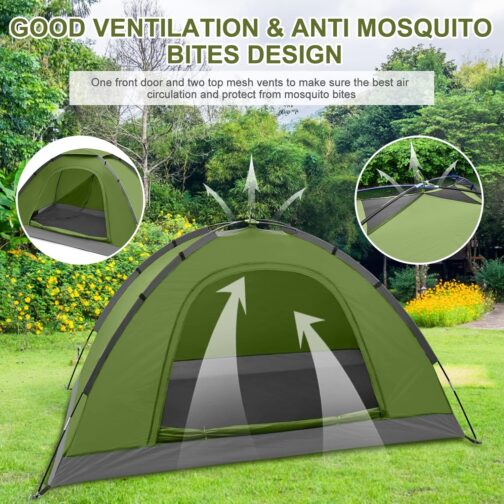 1 Personen Camping Zelt - Leicht Kuppel Campingzelt Rucksackzelt mit Anti Moskito Klarsicht Fenster Bildschirm 3000 mm Wasserdicht, Einfache Installation für Camping Outdoor Wandern – Bild 4