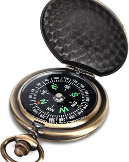 Mitening Outdoor Compass, Portable Brass Compass, Pocket Compass, Classic Waterproof Marching Compass, Pocket Watch, Flip Open with Luminous Numbers for Hiking, Camping, Hunting and Outdoor Activities