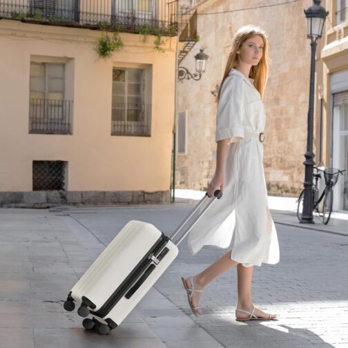 SHOWKOO Suitcase Set Hard Shell Expandable Lightweight 100% Polycarbonate Durable Travel Suitcase Trolley Hand Luggage Sets with TSA Lock and 4 Wheels, White – Bild 2