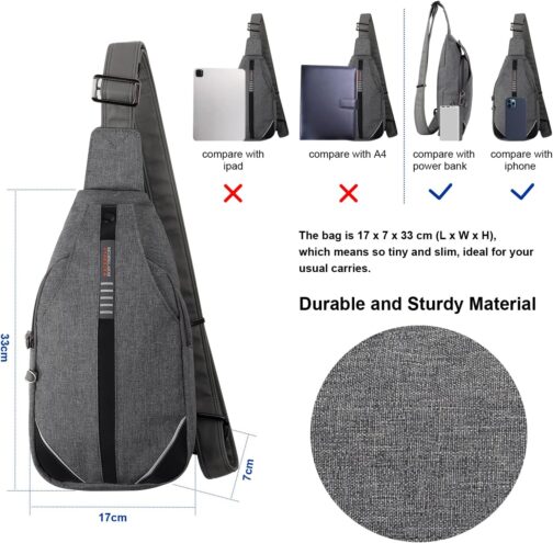 WATERFLY Anti-Theft Sling Bag for Men and Women, Chest Bag, Hippie Crossbody Bag, Multipurpose Daypack – Bild 2