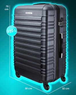 KESSER® Travel Suitcase Hard Shell Suitcase with Suitcase Scales + Luggage Tag Trolley Luggage Trolley Suitcase Combination Lock 4 Wheels ABS Hard Shell Telescopic Handle, charcoal, 75 inches – 120 l