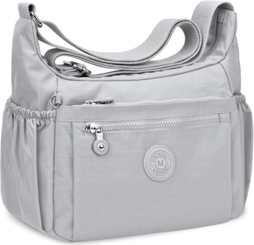 WACCET Women's Large Shoulder Bag, Waterproof Nylon Crossbody Bag with Adjustable Wide Shoulder Strap, Women's Handbag with Many Compartments, Lightweight Shoulder Bag for Travel, Work