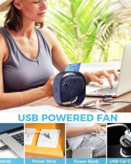 benpen USB Table Fan Quiet Small, 360° Mini Fan Grow, Small Table Fan with 3 Levels, Office Fan, No USB Fan, Plant Fan, Desk, Bedroom, Home, Outdoor, PC