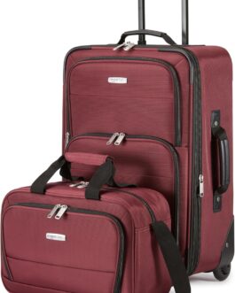 Amazon Basics Softside Carry-on Entry Luggage Set, red, Softside entry carry-on set