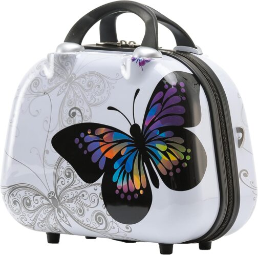 BEIBYE Butterfly 2060 TSA Lock 4-Piece Travel Suitcase Trolley - Robust Hard Shell Suitcase Set Including Hand Luggage and Beauty Case, Butterfly – Bild 4