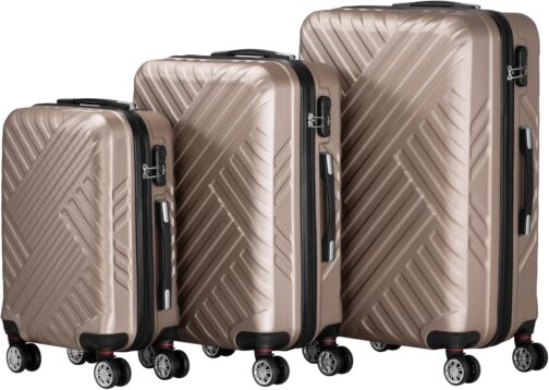 Zelsius Suitcase Set of 3 | ABS Hard Case with Combination Lock, Double Wheels and Inner Divider | Hand Luggage Suitcase, Hard Case Set 3 Pieces, Trolley, Large Suitcase, Luggage Set, champagne, – Bild 5