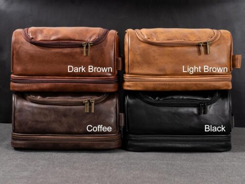 Personalised Mens PU Leather Toiletry Bag, Custom Engraved Travel Toiletry Bag, Personalized Initials, Gifts for Family, Black, coffee, dark brown, light brown, Portable Toiletries for Men – Bild 7