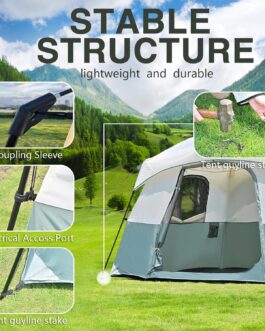 Zelte 2/4/6/8 Person, Einfacher Aufbau Wasserdichtes Campingzelt mit Regenschutz, Tragbares Doppellagiges Großes Familienzelt für Camping Hinterhof Outdoor &Wandern