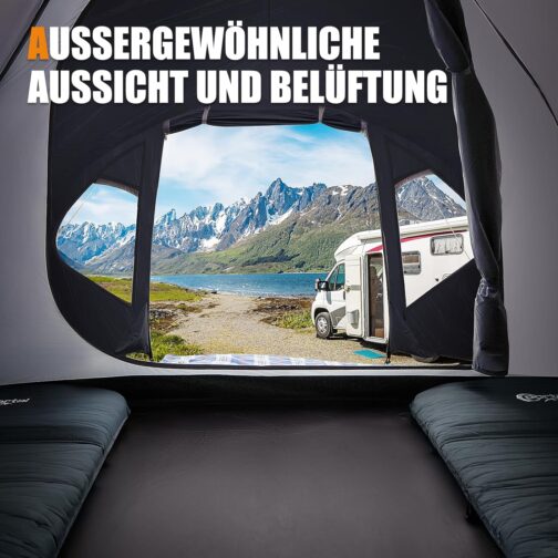 PORTAL Blackout Zelt 3-4 Perosonen mit Vorzelt Camping Kuppelzelt 4000mm wasserdicht Familienzelt Festivalzelt Outdoor für Camping Reise – Bild 5