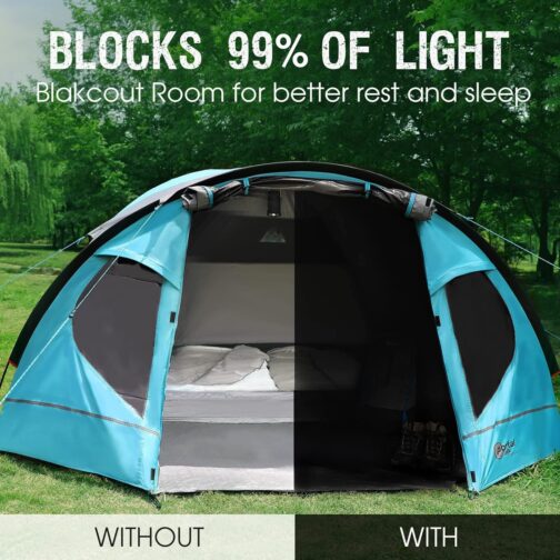 PORTAL Blackout Zelt 3-4 Perosonen mit Vorzelt Camping Kuppelzelt 4000mm wasserdicht Familienzelt Festivalzelt Outdoor für Camping Reise – Bild 3